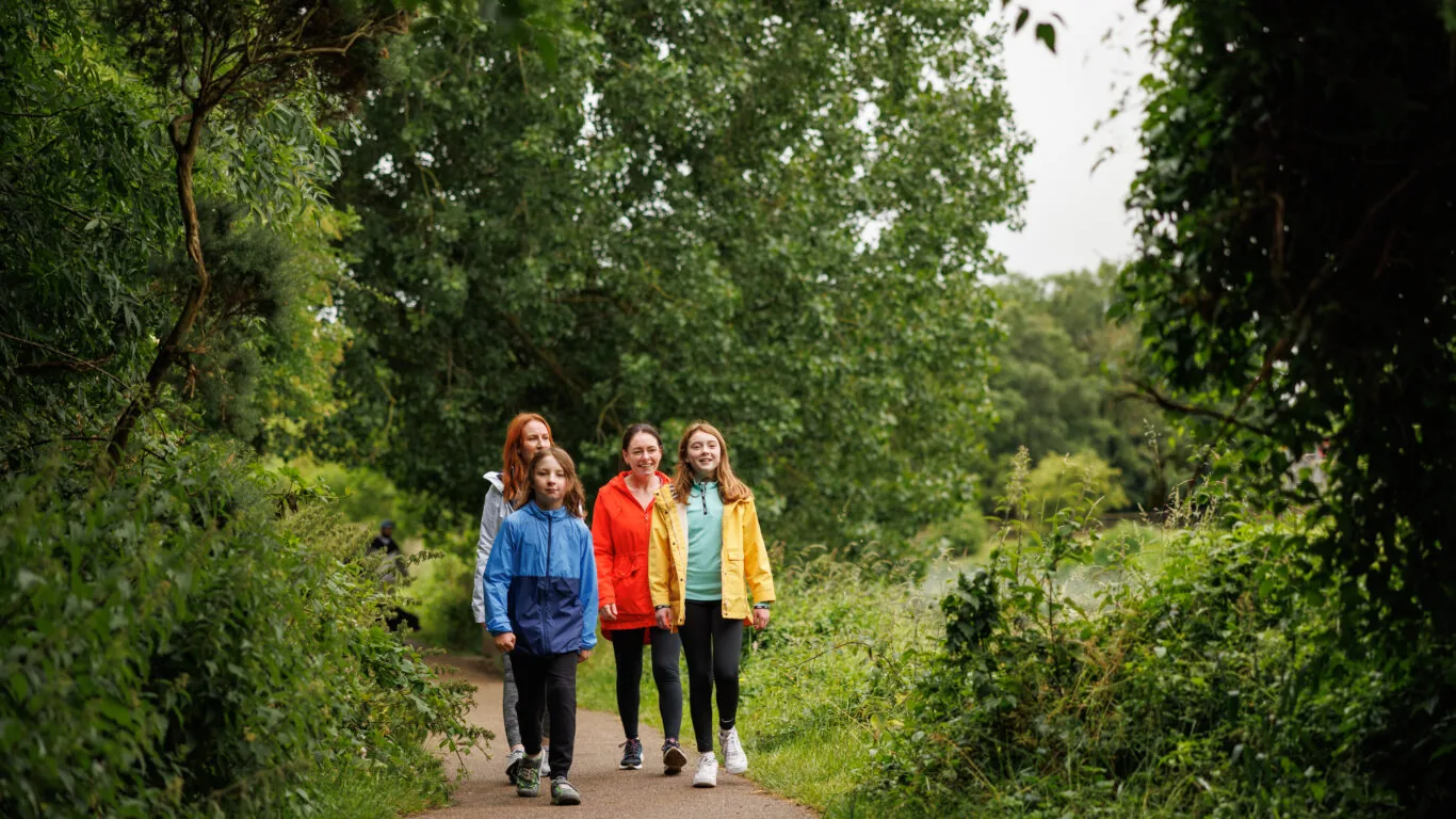 Family walking, Boyne Valley Greenway, Co Meath_master