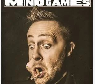 A man with a distorted, swirling mouth and eyes looks surprised. Text above reads