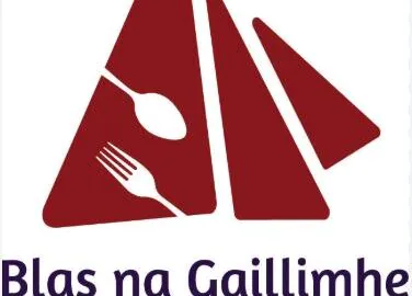 Blas na Gaillimhe logo with red triangular design and spoon and fork, promoting Galway dining experience.